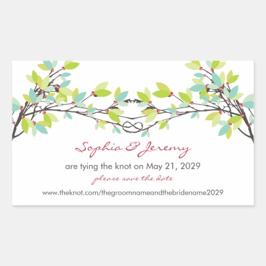 Spring Knoted Love Trees Save the Date Sticker (Voorkant)