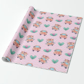 Spring Koe Buddies Patroon Cadeaupapier (Uitgerold)