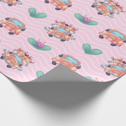 Spring Koe Buddies Patroon Cadeaupapier (Hoek)