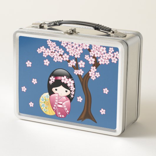 Spring Kokeshi Doll - Cute Japanese Geisha Blue (Voorkant)