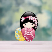 Spring Kokeshi Doll - Cute Japanese Geisha Girl Acryl Bord (Neutraal)