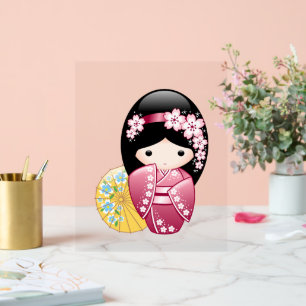 Spring Kokeshi Doll - Cute Japanese Geisha Girl Acryl Bord