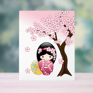 Spring Kokeshi Doll - Cute Japanese Geisha Girl Acryl Bord
