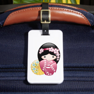 Spring Kokeshi Doll - Cute Japanese Geisha Girl Bagagelabel
