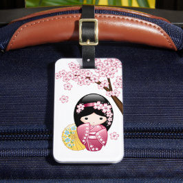 Spring Kokeshi Doll - Cute Japanese Geisha Girl Bagagelabel