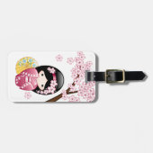 Spring Kokeshi Doll - Cute Japanese Geisha Girl Bagagelabel (Voorkant horizontaal)