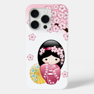 Spring Kokeshi Doll - Cute Japanese Geisha Girl iPhone 15 Pro Case