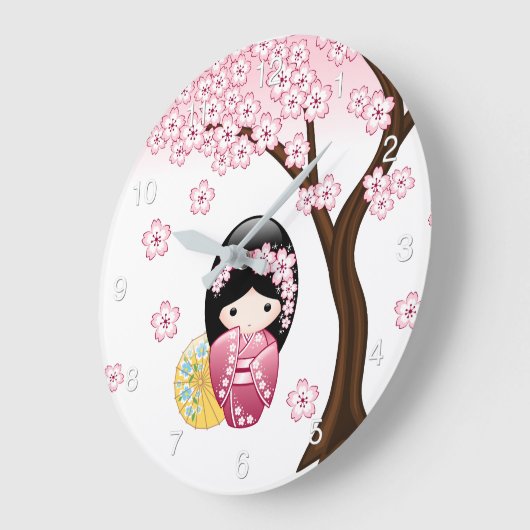 Spring Kokeshi Doll - Cute Japanese Geisha Girl Grote Klok (Hoek)