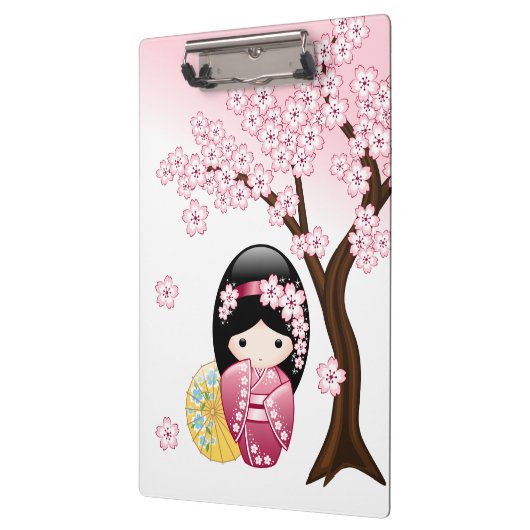 Spring Kokeshi Doll - Cute Japanese Geisha Girl Klembord (Links)