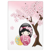 Spring Kokeshi Doll - Cute Japanese Geisha Girl Klembord (Achterkant)