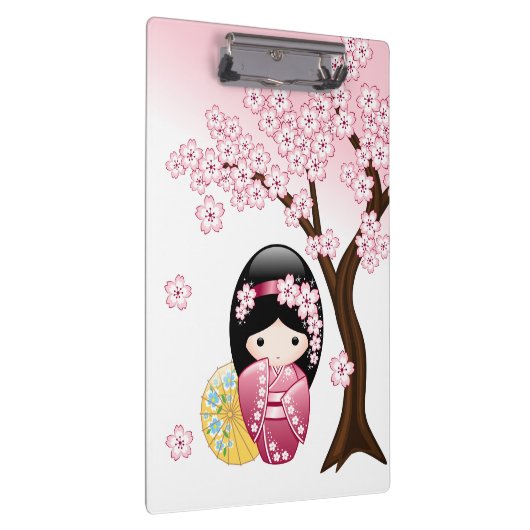 Spring Kokeshi Doll - Cute Japanese Geisha Girl Klembord (Rechts)