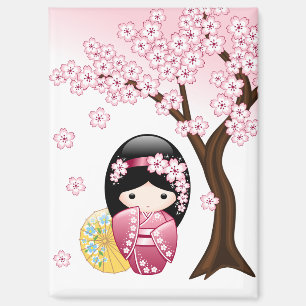Spring Kokeshi Doll - Cute Japanese Geisha Girl Magneet