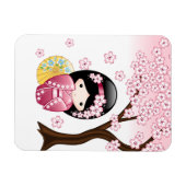 Spring Kokeshi Doll - Cute Japanese Geisha Girl Magneet (Horizontaal)