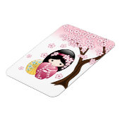 Spring Kokeshi Doll - Cute Japanese Geisha Girl Magneet (Linkerzijde)