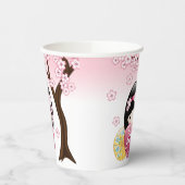 Spring Kokeshi Doll - Cute Japanese Geisha Girl Papieren Bekers (Links)