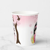 Spring Kokeshi Doll - Cute Japanese Geisha Girl Papieren Bekers (Rechts)