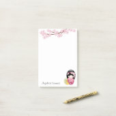 Spring Kokeshi Doll - Cute Japanese Geisha Girl Post-it® Notes (Op bureau)