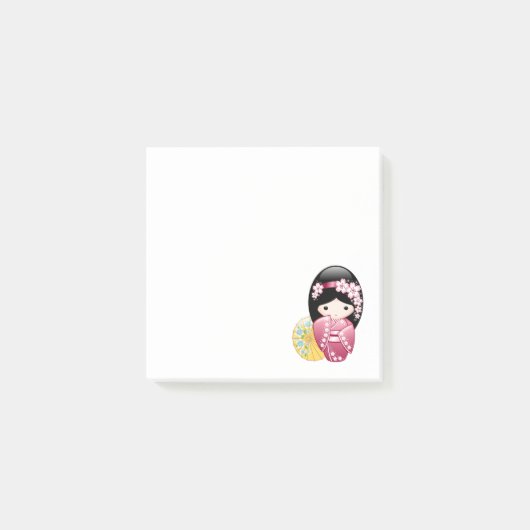 Spring Kokeshi Doll - Cute Japanese Geisha Girl Post-it® Notes (Voorkant)