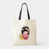 Spring Kokeshi Doll - Cute Japanese Geisha Girl Tote Bag (Achterkant)