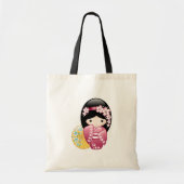 Spring Kokeshi Doll - Cute Japanese Geisha Girl Tote Bag (Voorkant)