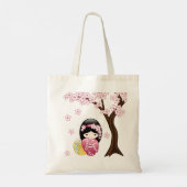 Spring Kokeshi Doll - Cute Japanese Geisha Girl Tote Bag (Achterkant)