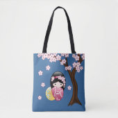 Spring Kokeshi Doll - Cute Japanese Geisha Girl Tote Bag (Voorkant)