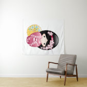 Spring Kokeshi Doll - Cute Japanese Geisha Girl Wandkleed (In Situ (horizontaal))