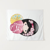 Spring Kokeshi Doll - Cute Japanese Geisha Girl Wandkleed (Voorkant (horizontaal))