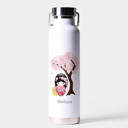 Spring Kokeshi Doll - Cute Japanese Geisha Girl Waterfles (Voorkant)