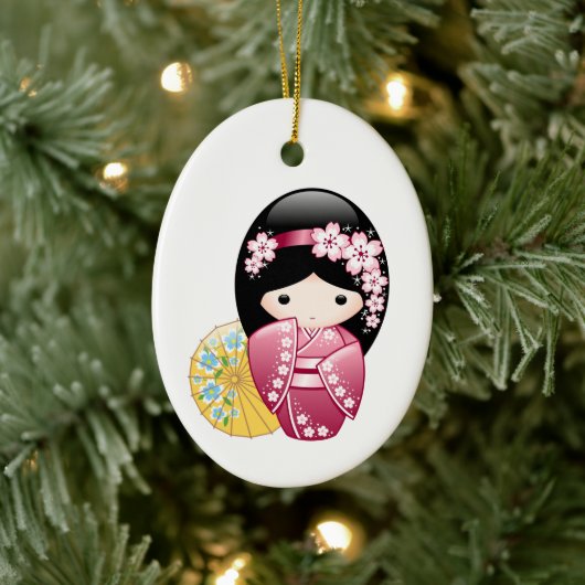 Spring Kokeshi Doll - Cute Japanese Geisha Keramisch Ornament (Boom)