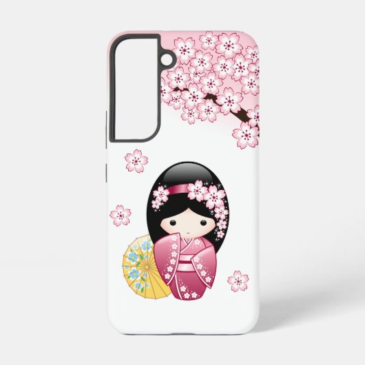 Spring Kokeshi Doll - Cute Japanese Geisha Samsung Galaxy Hoesje (Achterkant)