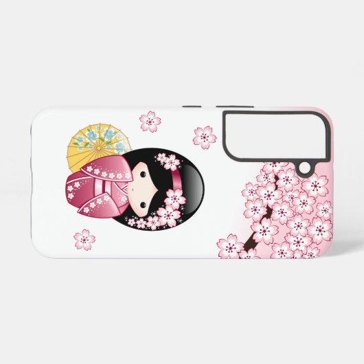 Spring Kokeshi Doll - Cute Japanese Geisha Samsung Galaxy Hoesje (Achterkant horizontaal)