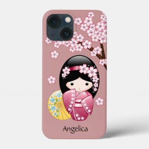 Spring Kokeshi Doll - Japanse geisha kletsen op ro iPhone 13 Mini Hoesje