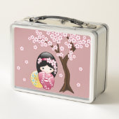 Spring Kokeshi Doll - Japanse geisha Pink (Achterkant)