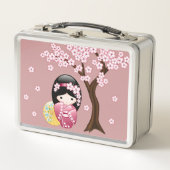 Spring Kokeshi Doll - Japanse geisha Pink (Voorkant)