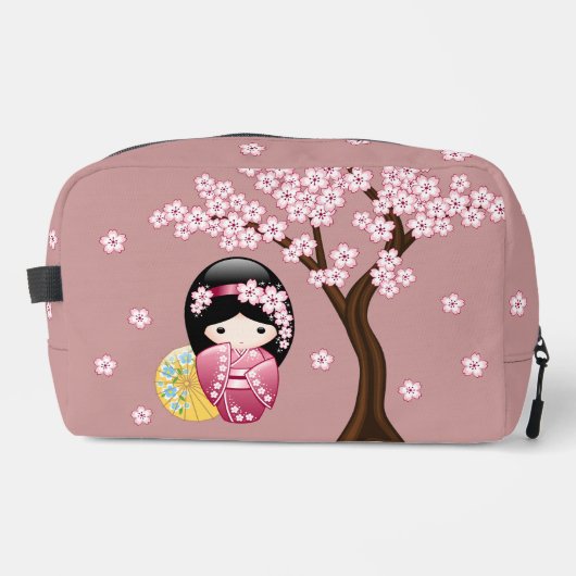 Spring Kokeshi Doll - Japanse geisha Pink Toilettasje (Voorkant)