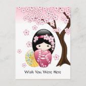 Spring Kokeshi Doll - Japanse Geisha Wish Briefkaart (Voorkant)