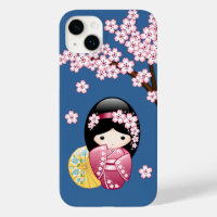 Spring Kokeshi Doll - Japanse geisha wordt in blau