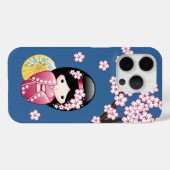 Spring Kokeshi Doll - Japanse geisha wordt in blau Case-Mate iPhone Case (Achterkant (horizontaal))