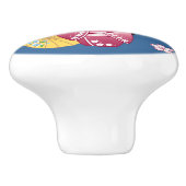 Spring Kokeshi Doll - Japanse geisha wordt in blau Keramische Knop (Zijkant)