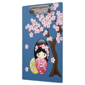 Spring Kokeshi Doll - Japanse geisha wordt in blau Klembord (Links)