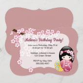 Spring Kokeshi Doll - Schattige Geisha Verjaardags Kaart (Voorkant / Achterkant)