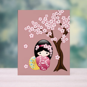 Spring Kokeshi Doll Schattige Japans Geisha Meisje Acryl Bord
