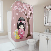 Spring Kokeshi Doll Schattige Japans Geisha Meisje Douchegordijn (In situ)