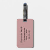 Spring Kokeshi Doll - Stomme Japanse geisha op Roz Bagagelabel (Achterkant verticaal)