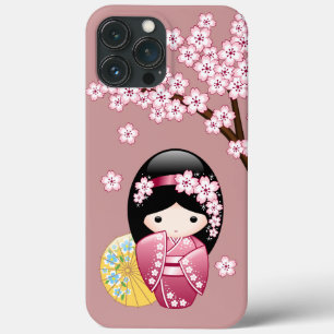 Spring Kokeshi Doll - Stomme Japanse geisha op Roz Case-Mate iPhone Case