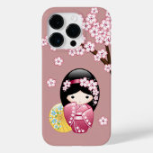 Spring Kokeshi Doll - Stomme Japanse geisha op Roz Case-Mate iPhone Case (Achterkant)