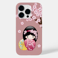 Spring Kokeshi Doll - Stomme Japanse geisha op Roz