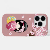 Spring Kokeshi Doll - Stomme Japanse geisha op Roz Case-Mate iPhone Case (Achterkant (horizontaal))
