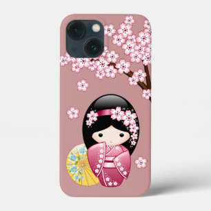 Spring Kokeshi Doll - Stomme Japanse geisha op Roz Case-Mate iPhone Case